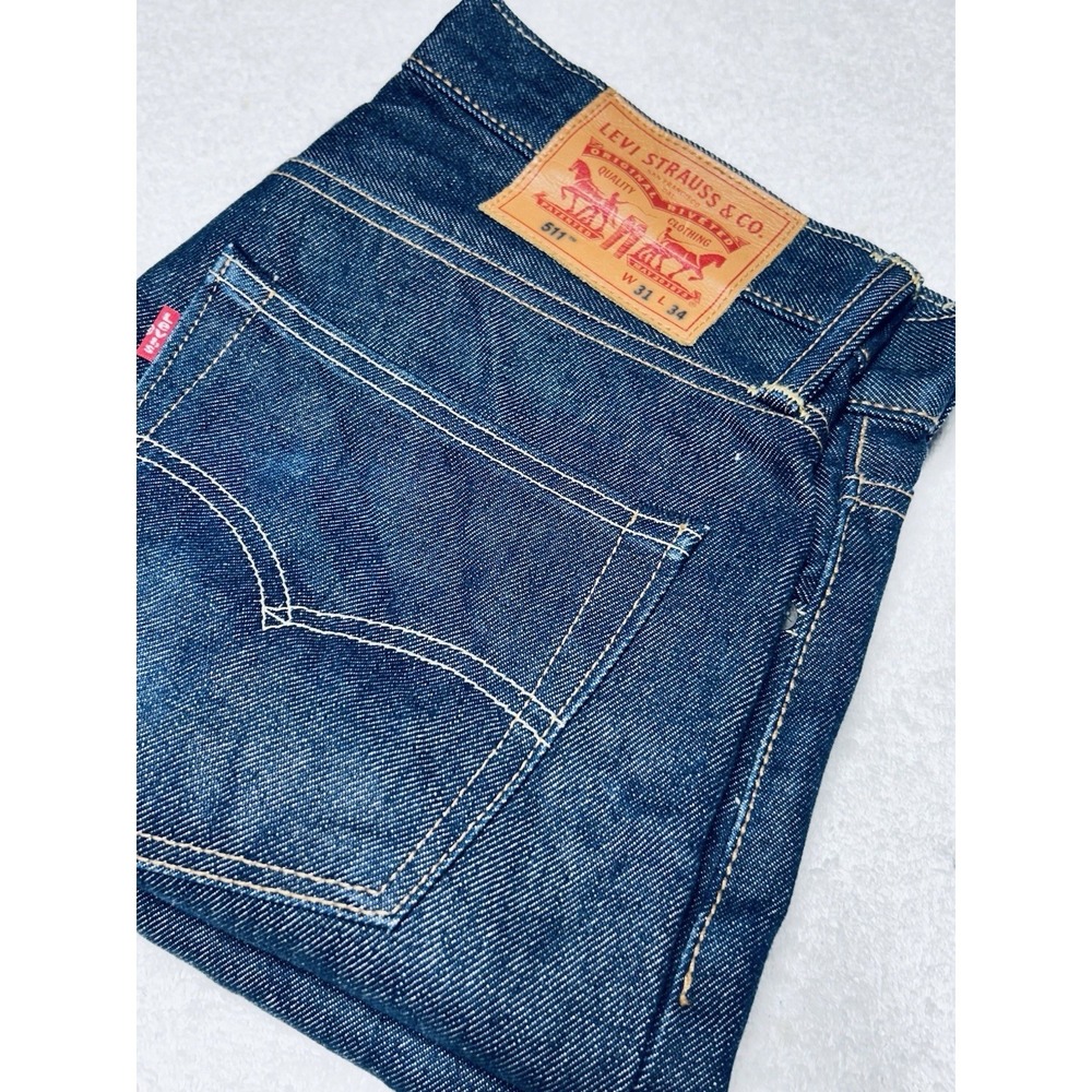 Levi's 511 Slim Fit Redline Selvedge New Without Tags Dark Jeans 31x34 VINTAGE
